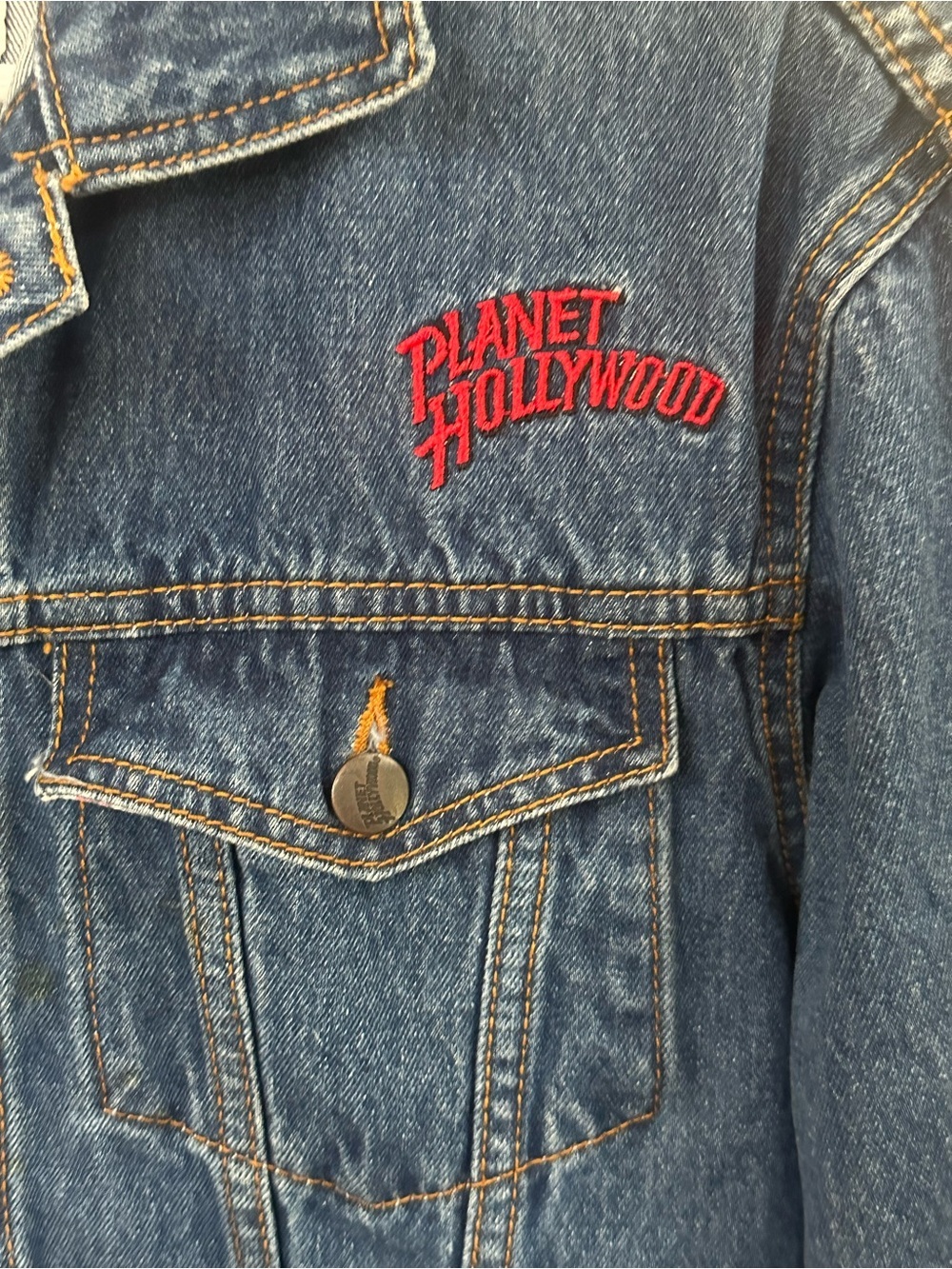 Vintage 90s Planet Hollywood South Coast Plaza Denim Jacket Size 12 - Picture 4 of 14